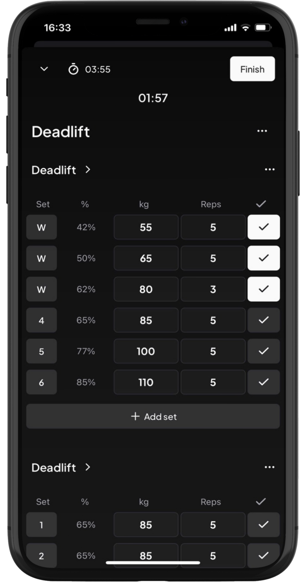 Workout screen demo